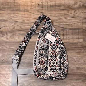 Vera Bradley Floral Sling Bag - Black and Pink